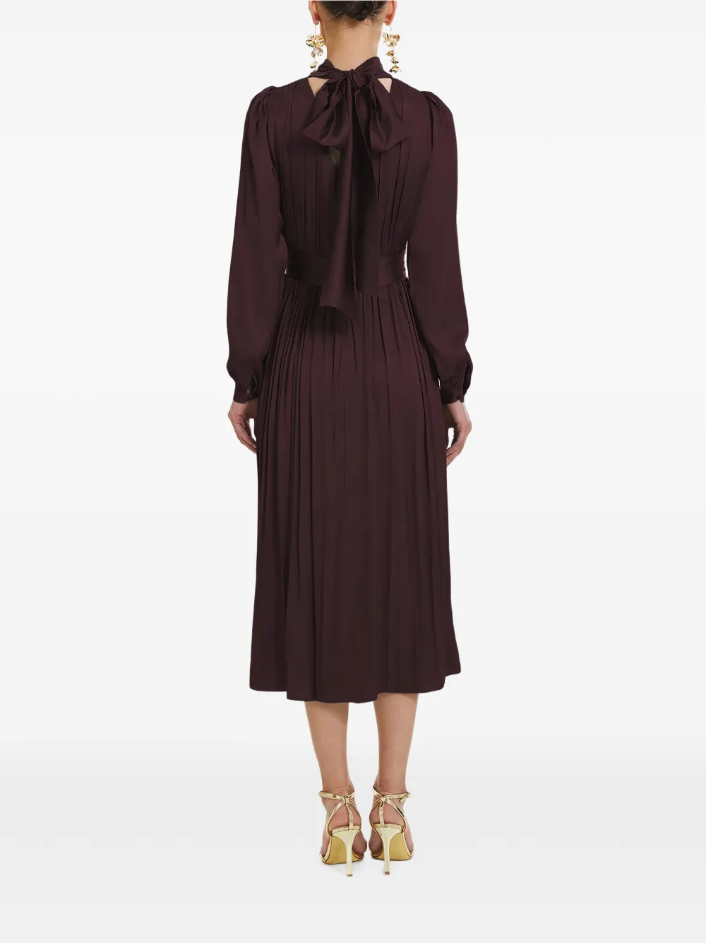  Framboise Otello Pleated Midi Dress - Brown 