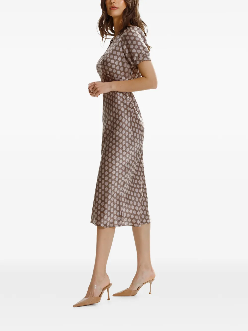 FRAMBOISE Sharon polka-dot midi dress - Bruin
