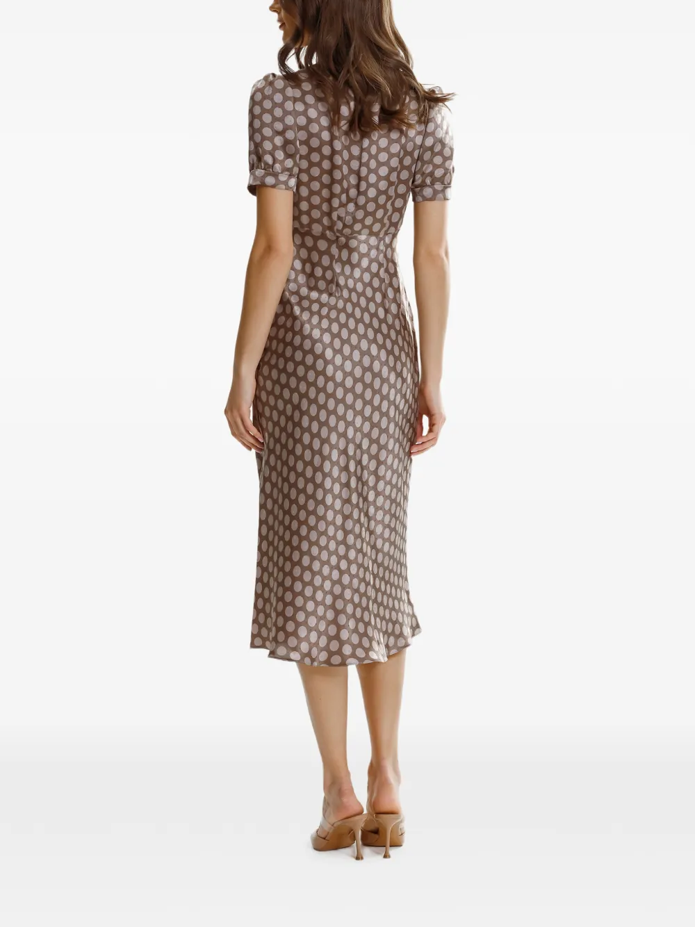  Framboise Sharon Polka-dot Silk Midi Dress - Brown 