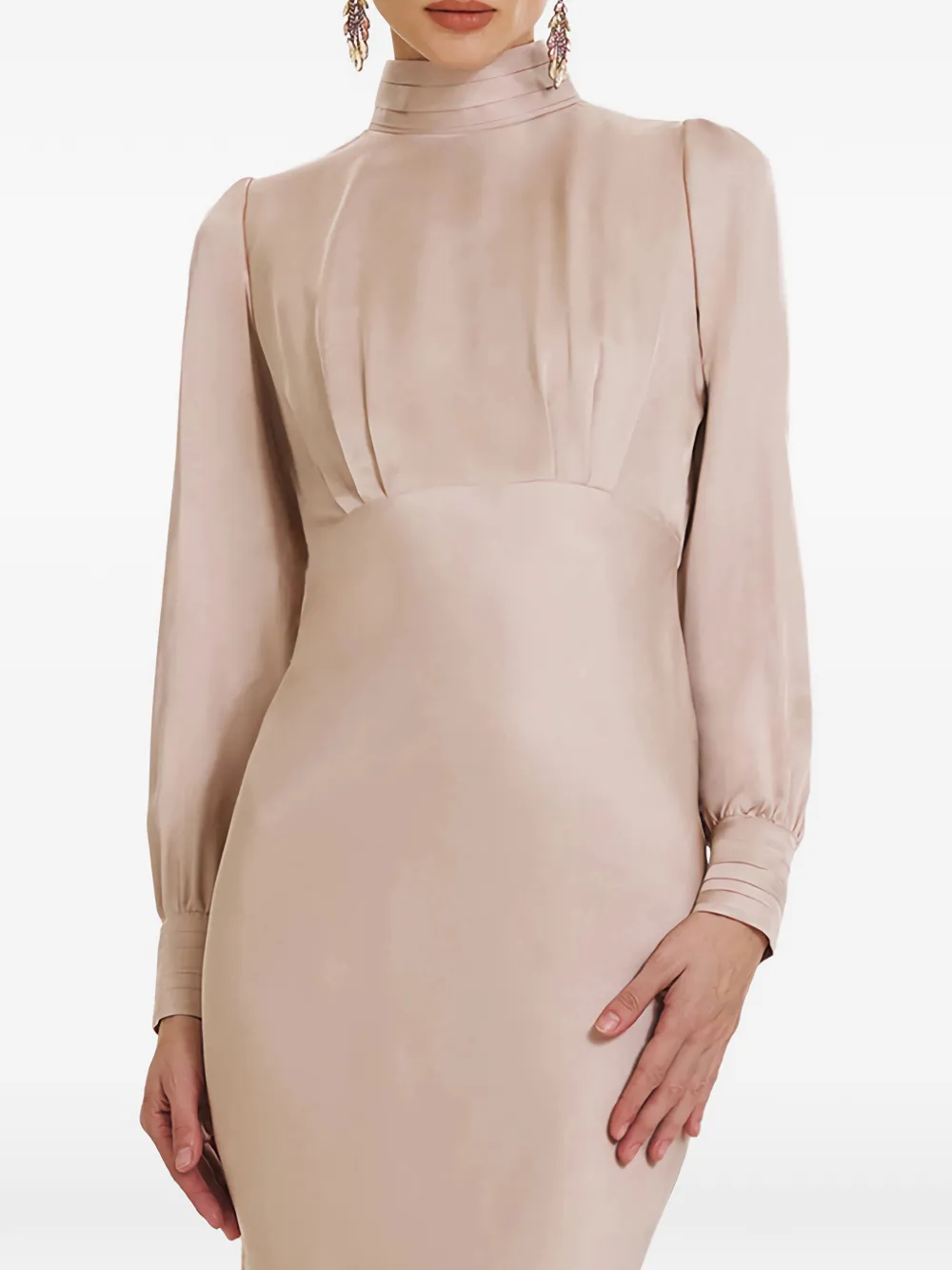 FRAMBOISE Jacob midi-jurk met hoge hals Beige