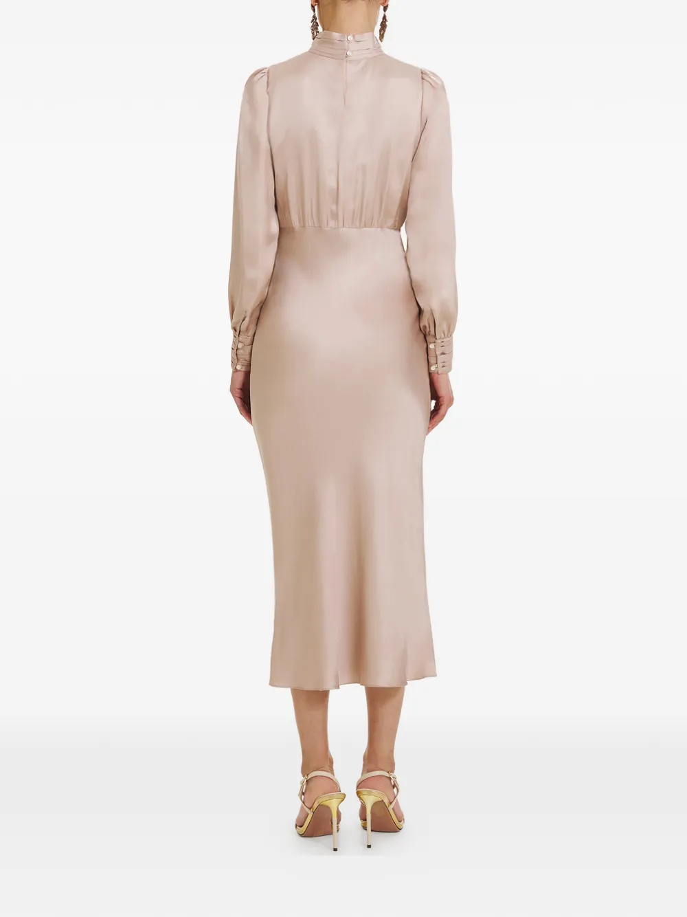 FRAMBOISE Jacob midi-jurk met hoge hals Beige