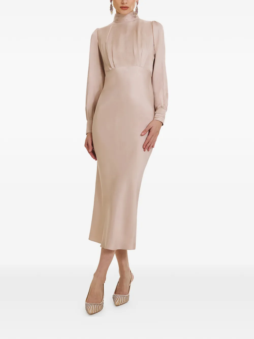 FRAMBOISE Jacob high-neck midi dress - Neutrals