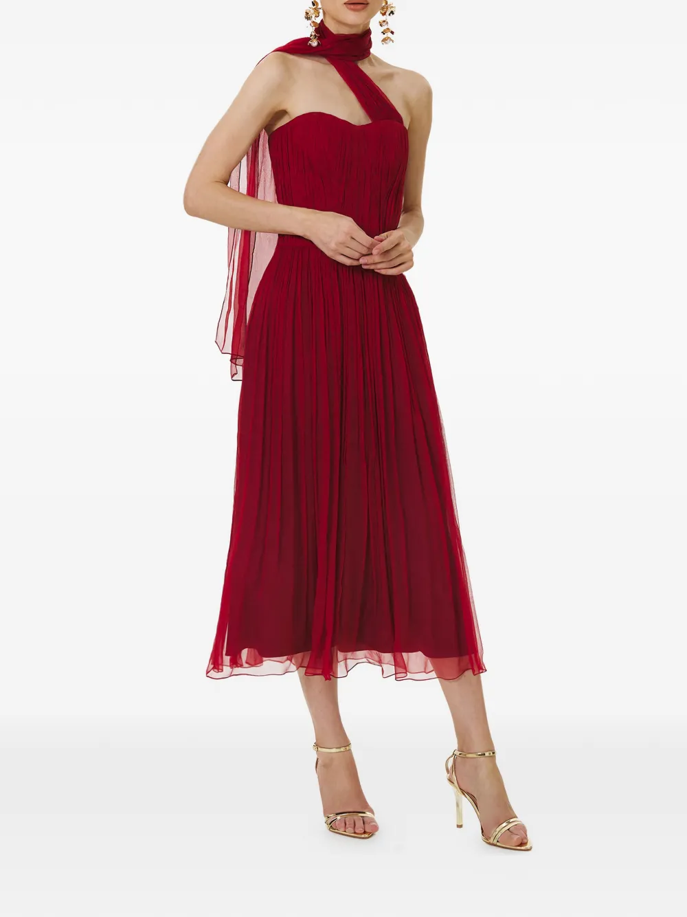 FRAMBOISE Crown sleeveless midi dress - Rosso