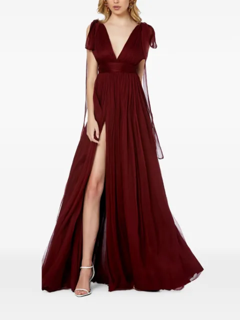FRAMBOISE vestido largo Savana de seda con cuello en V
