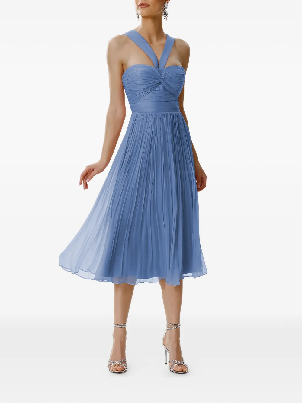 FRAMBOISE pleated crossover midi dress - Blauw