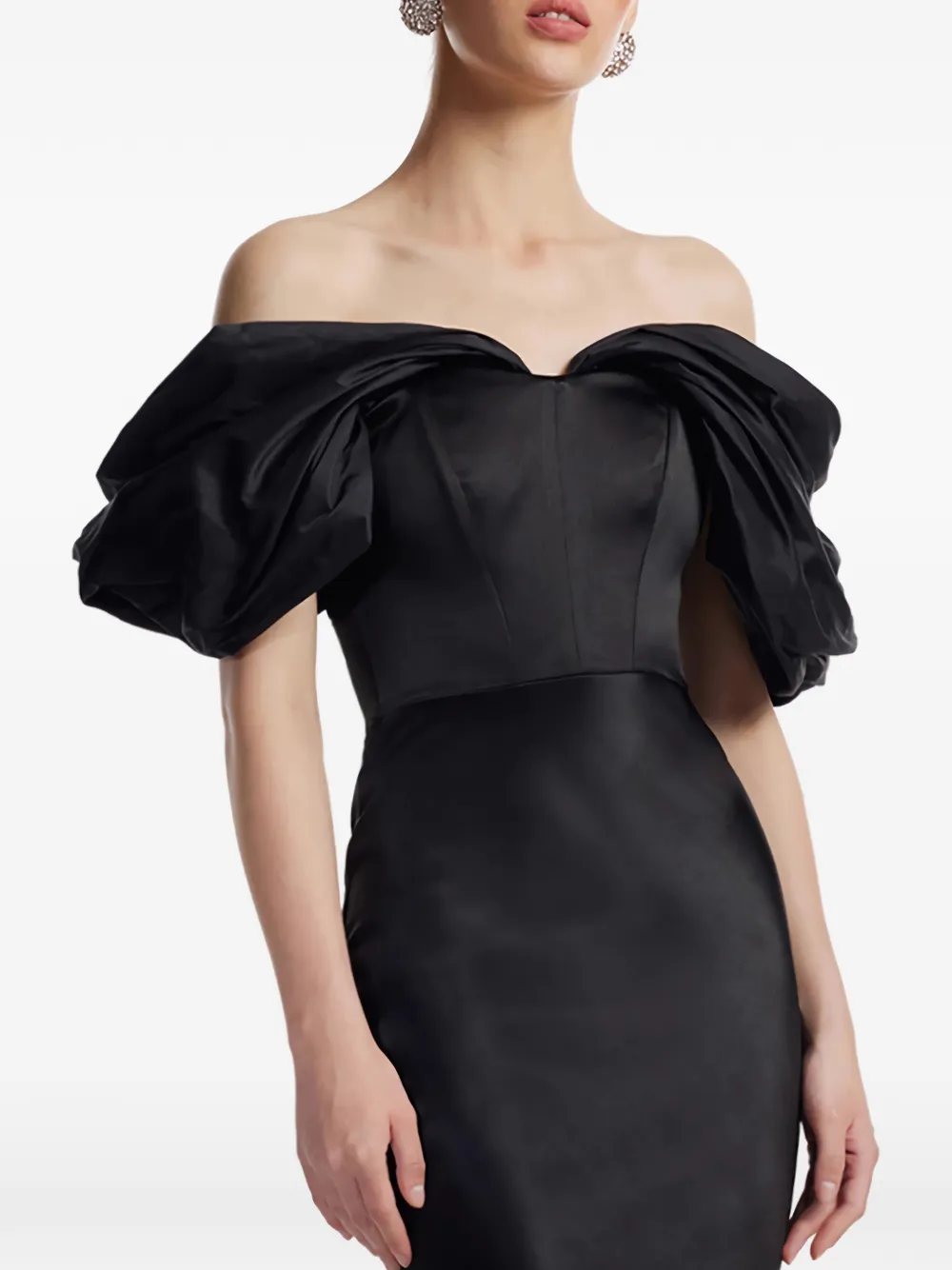 FRAMBOISE Kamari strapless maxi-jurk Zwart