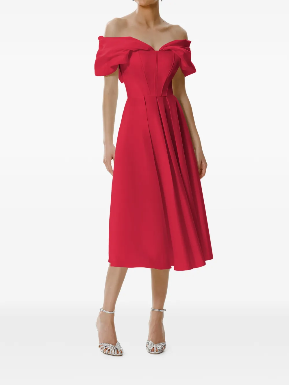 FRAMBOISE Glamo off-the-shoulder midi dress - Rood