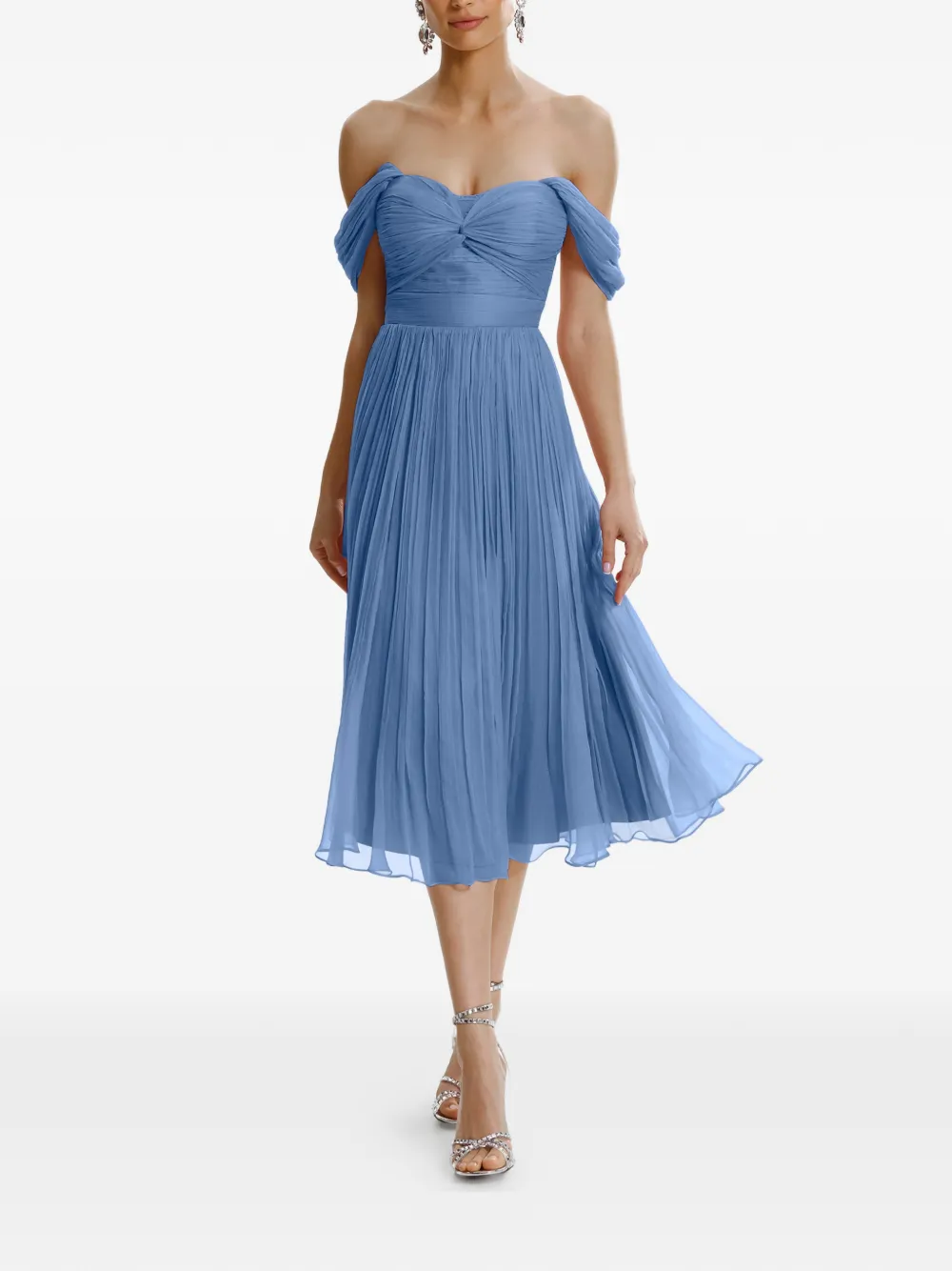 FRAMBOISE Kaly off-the-shoulder midi dress - Blauw