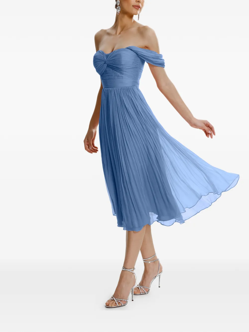 Kaly Off-Shoulder Silk Midi Dress