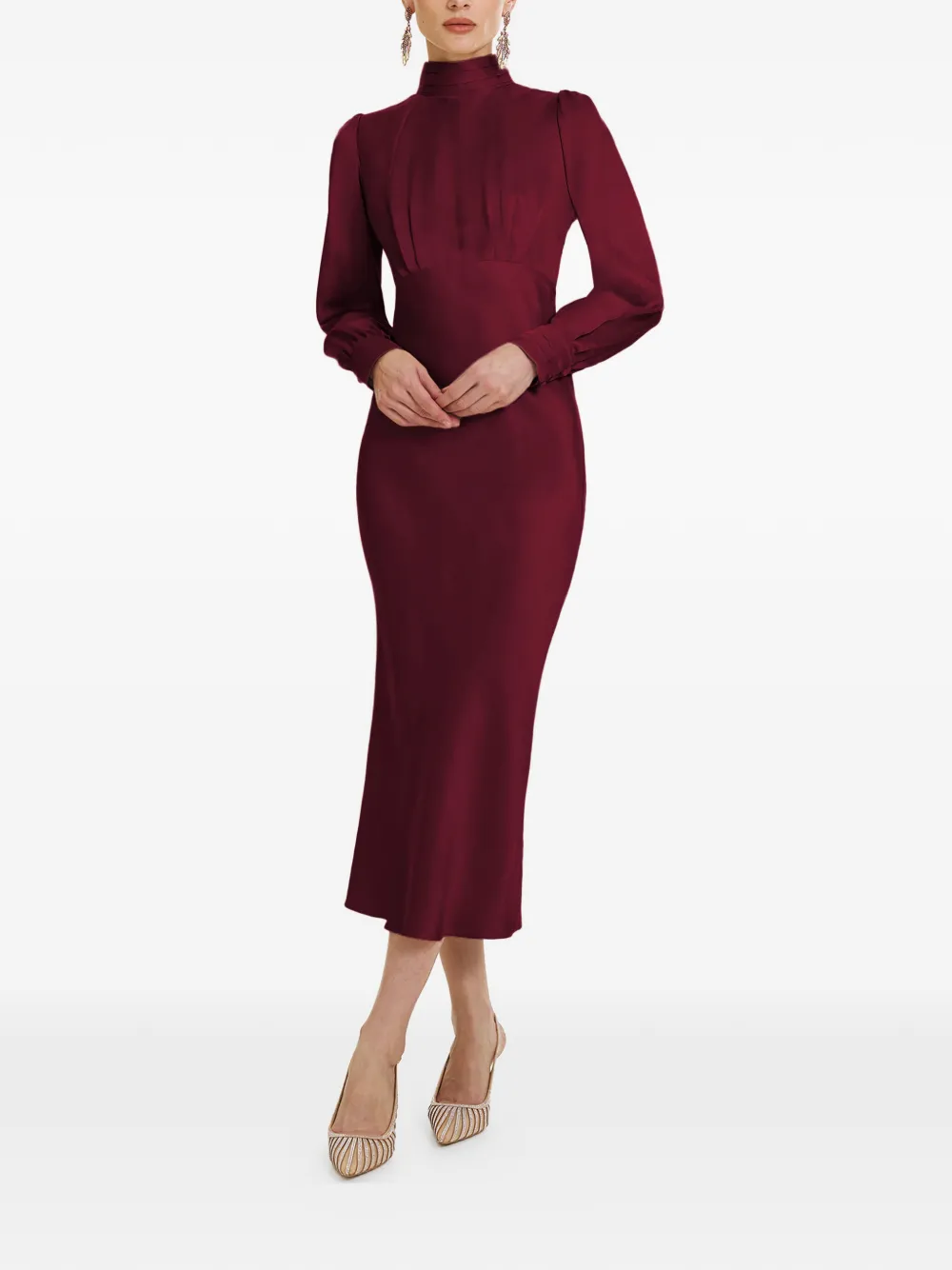 FRAMBOISE Jacob long-sleeve high-neck midi dress - Red