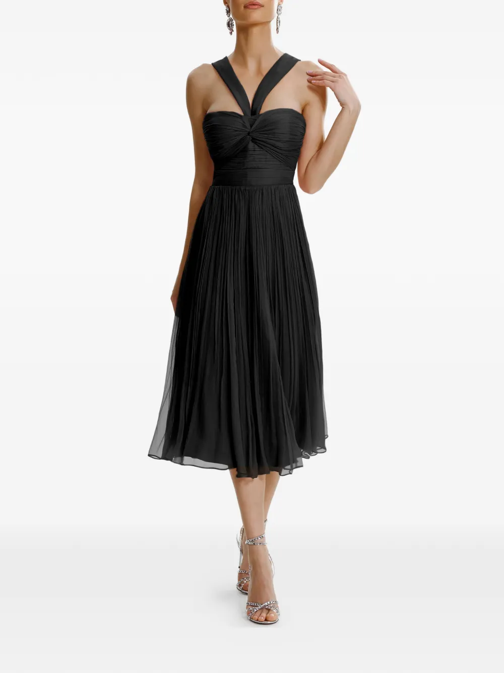 FRAMBOISE Gaia sleeveless pleated midi dress - Black