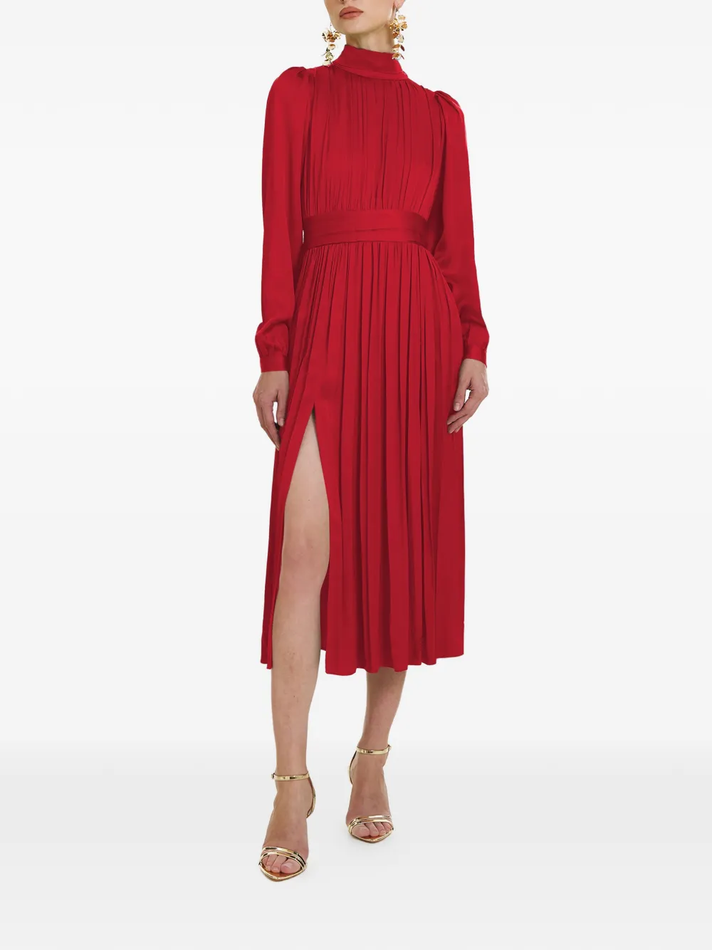 FRAMBOISE Otello long-sleeve midi dress - Rosso