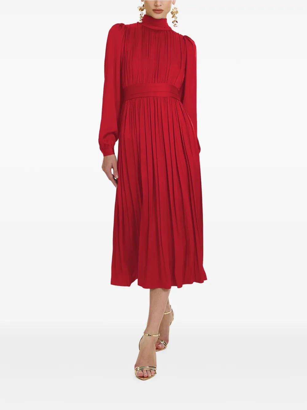 FRAMBOISE Otello long-sleeve midi dress - Rood