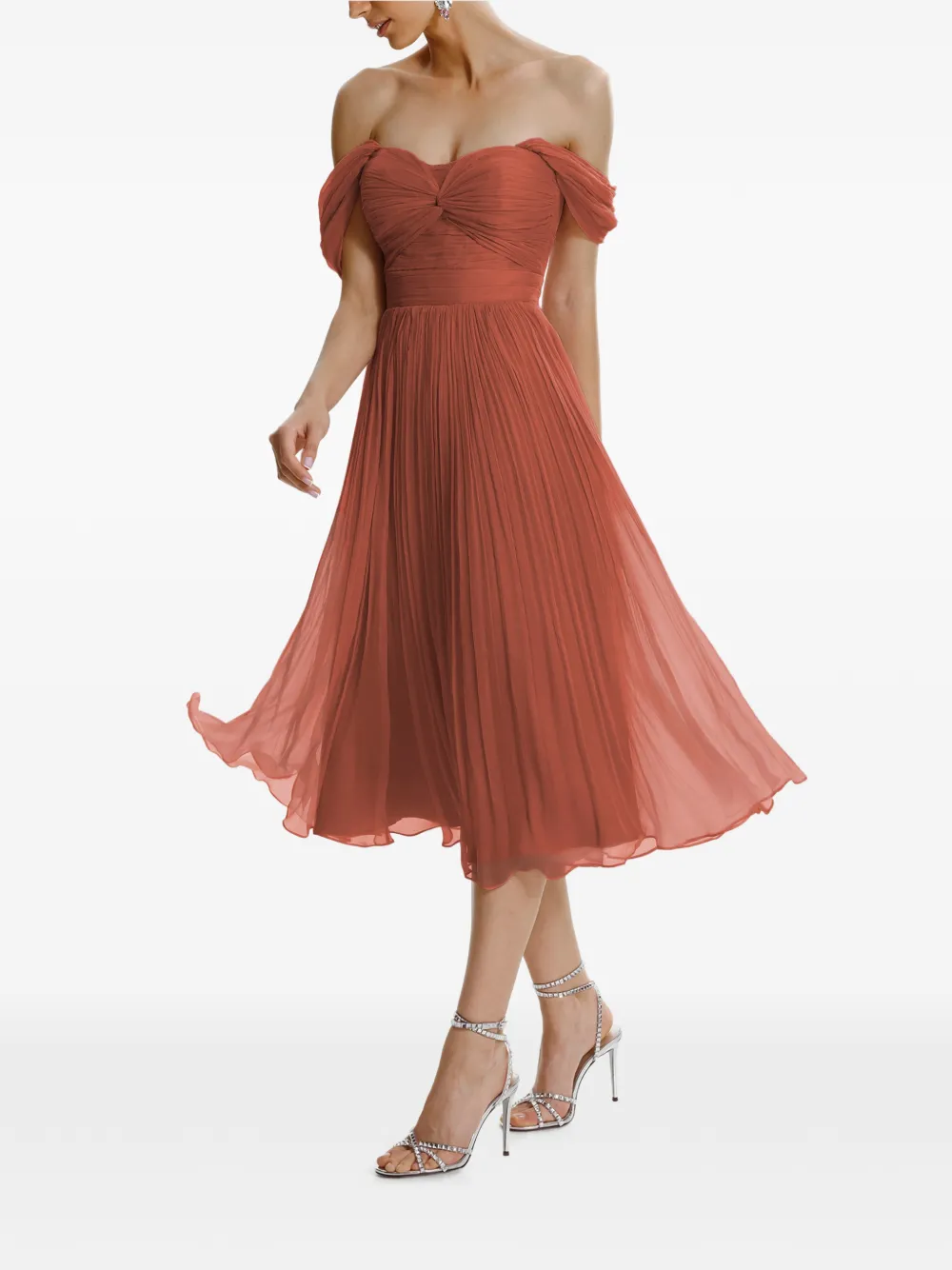 FRAMBOISE Kaly off-the-shoulder midi dress - Rood