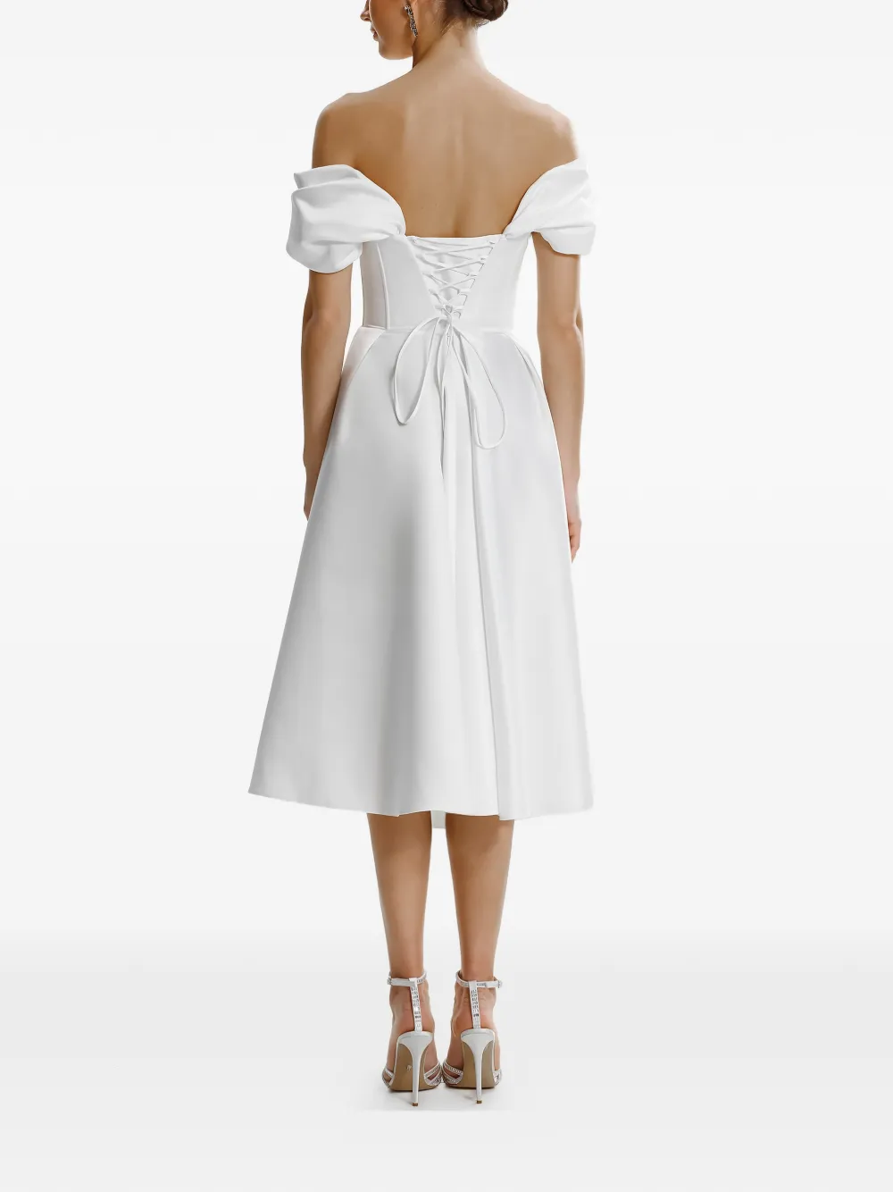 FRAMBOISE Glamo off-shoulder midi-jurk Wit