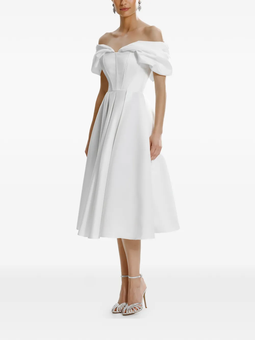  Framboise Glamo Off-shoulder Midi Dress - White 