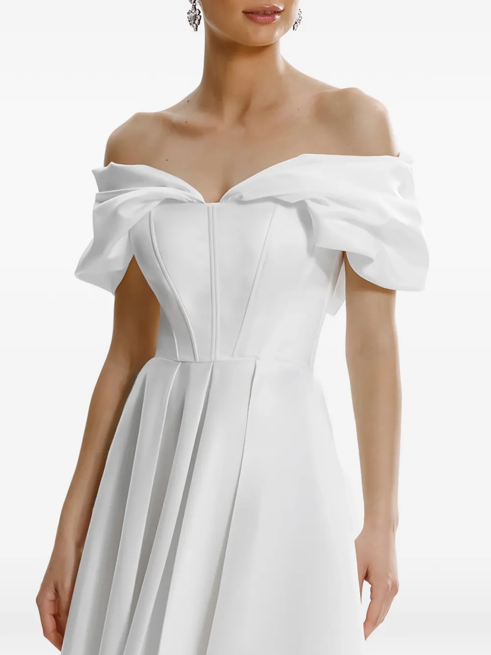 FRAMBOISE Glamo off-shoulder midi-jurk Wit