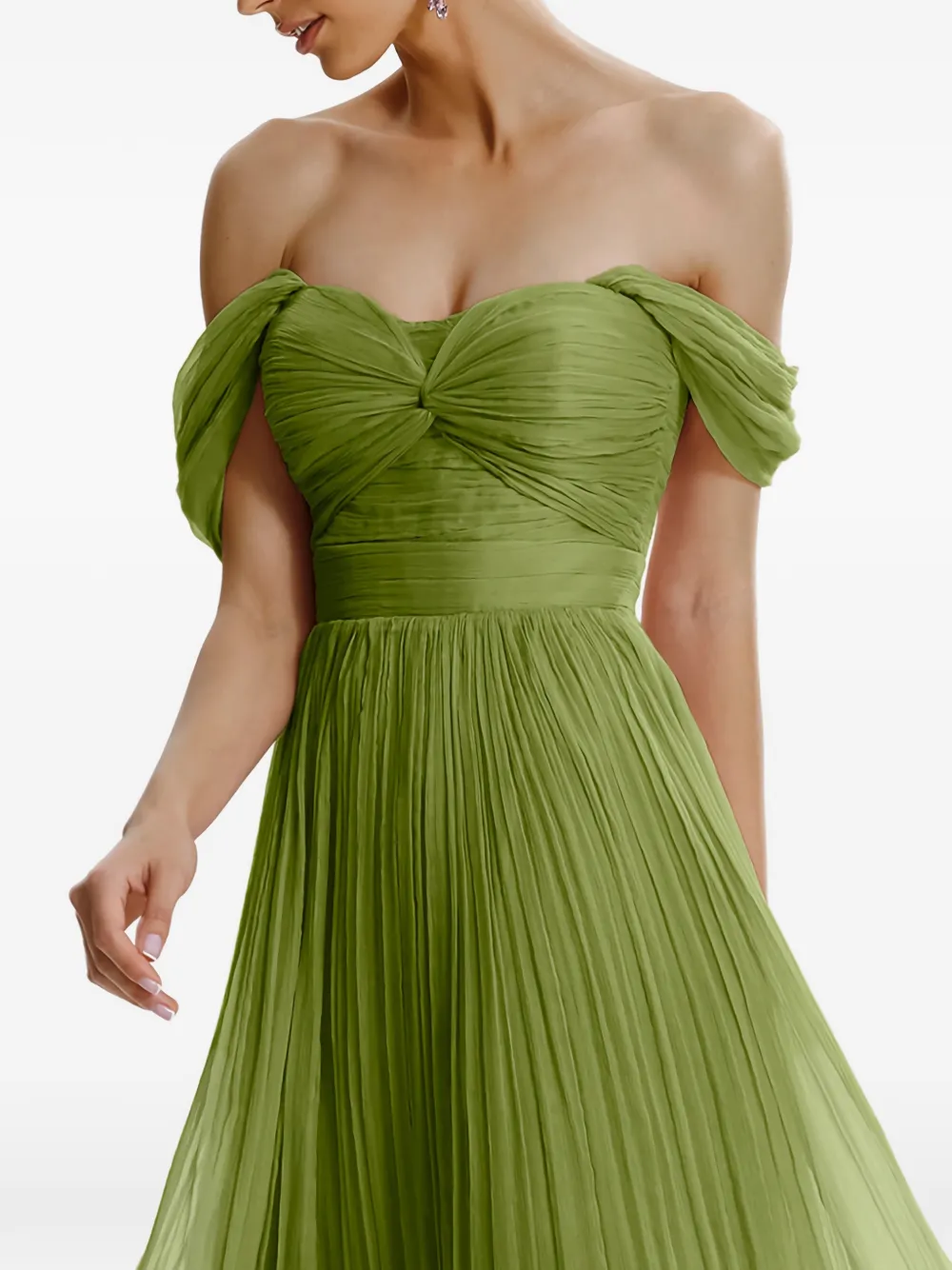 Kaly Pleated Silk Midi Dress