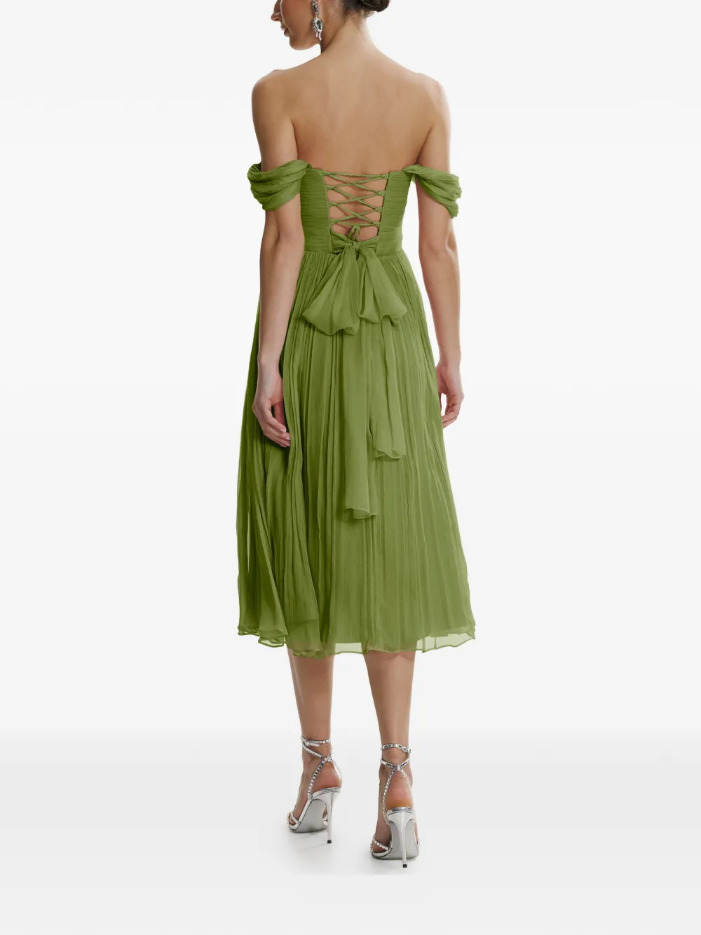 Kaly Pleated Silk Midi Dress