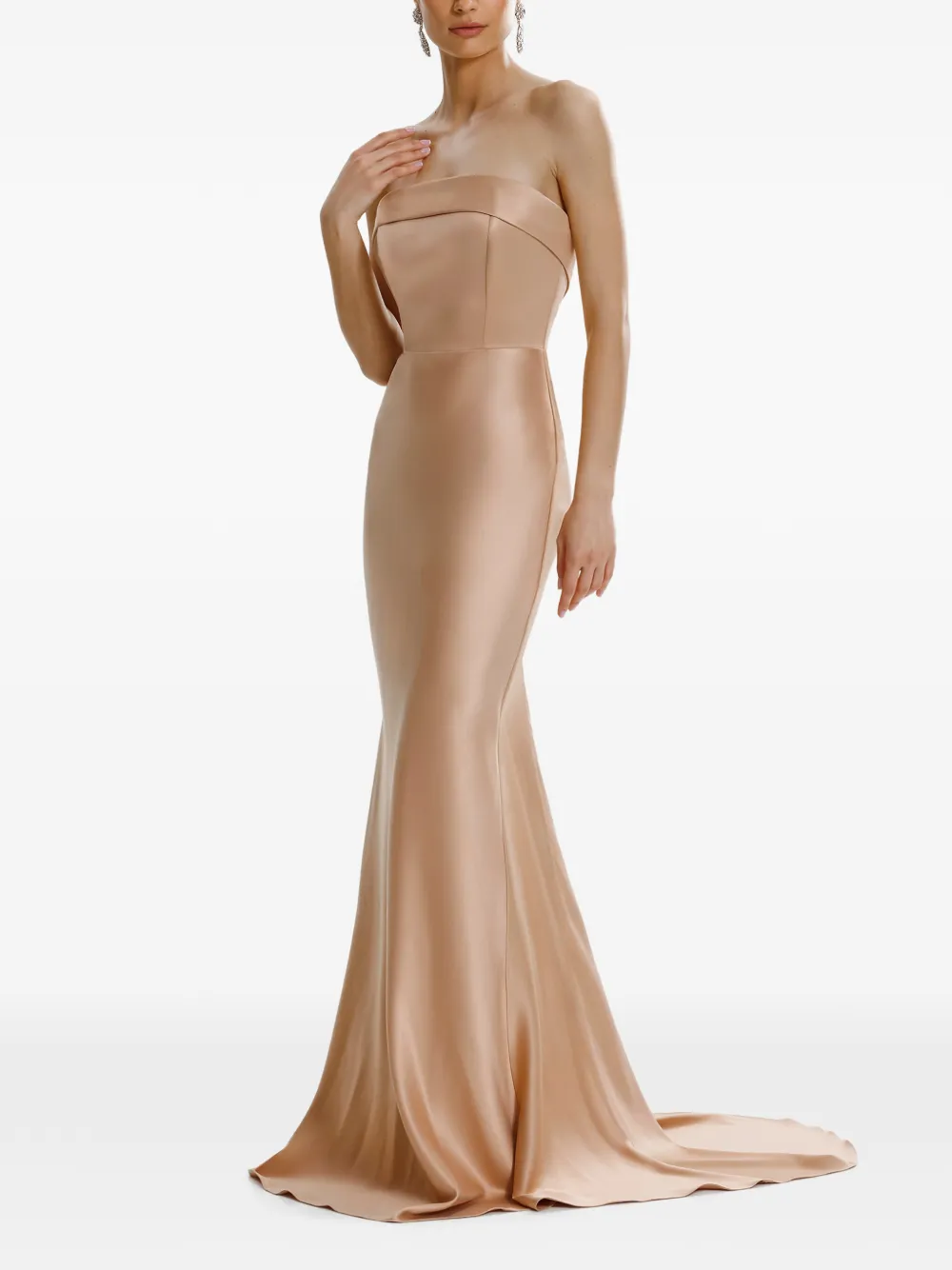 FRAMBOISE Dhara strapless maxi-jurk Beige