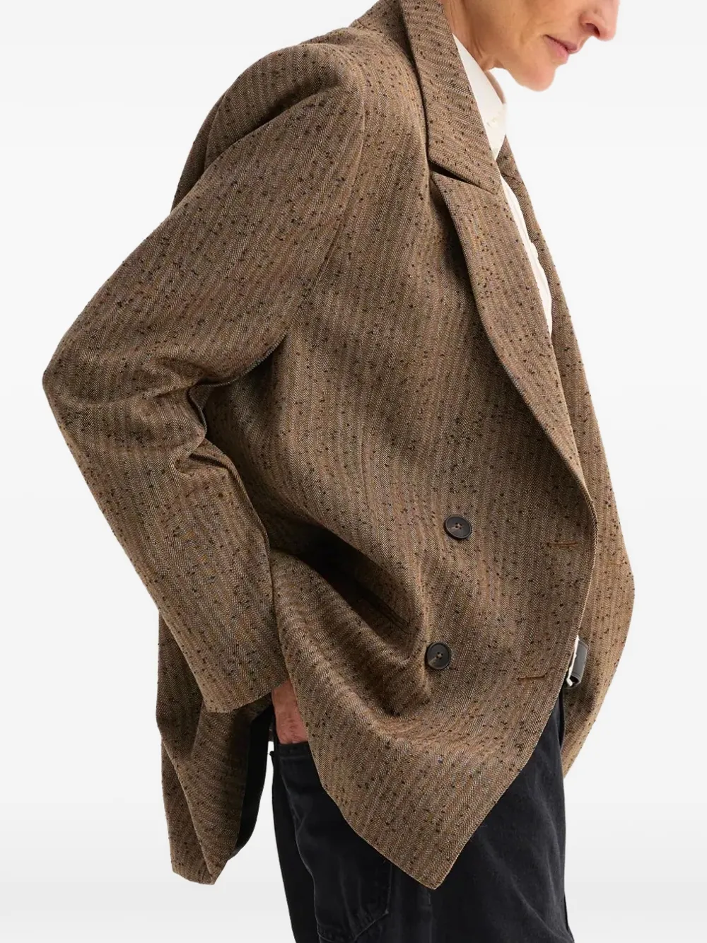  Róhe Herringbone Double-breasted Blazer - Brown 