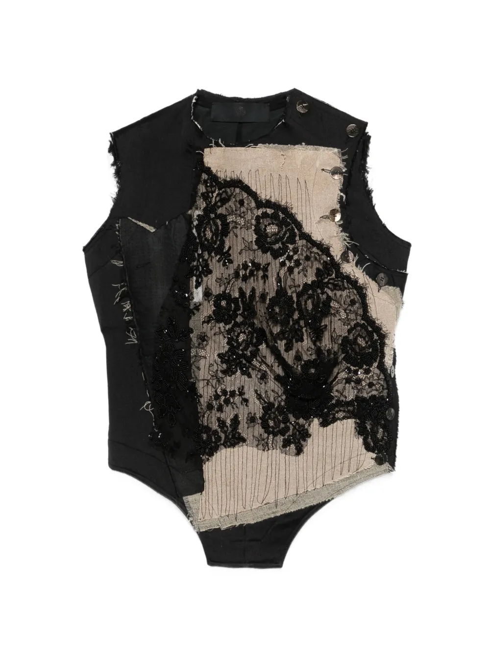 Marc Le Bihan lace beaded vest - Nero