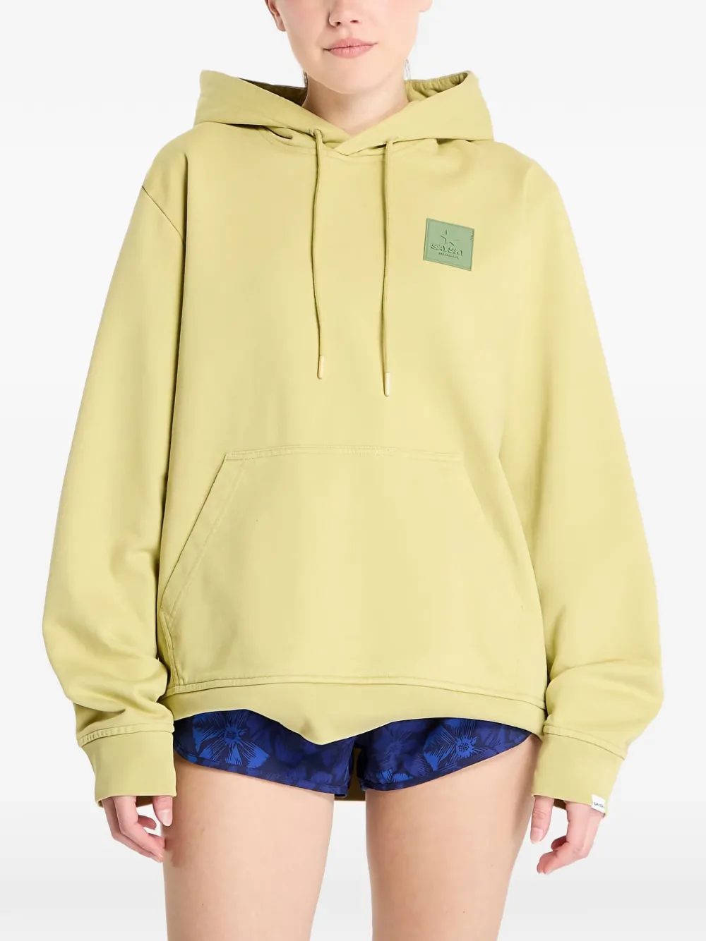 SAYSKY Everyday logo-patch hoodie - Verde