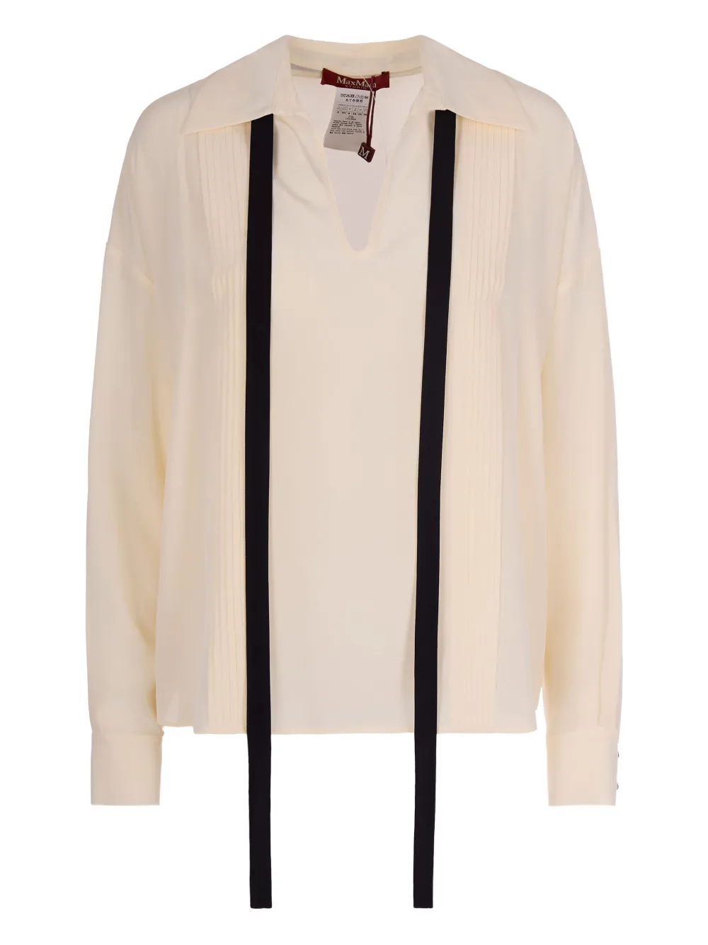 Max Mara bow-tie silk blouse - Nude