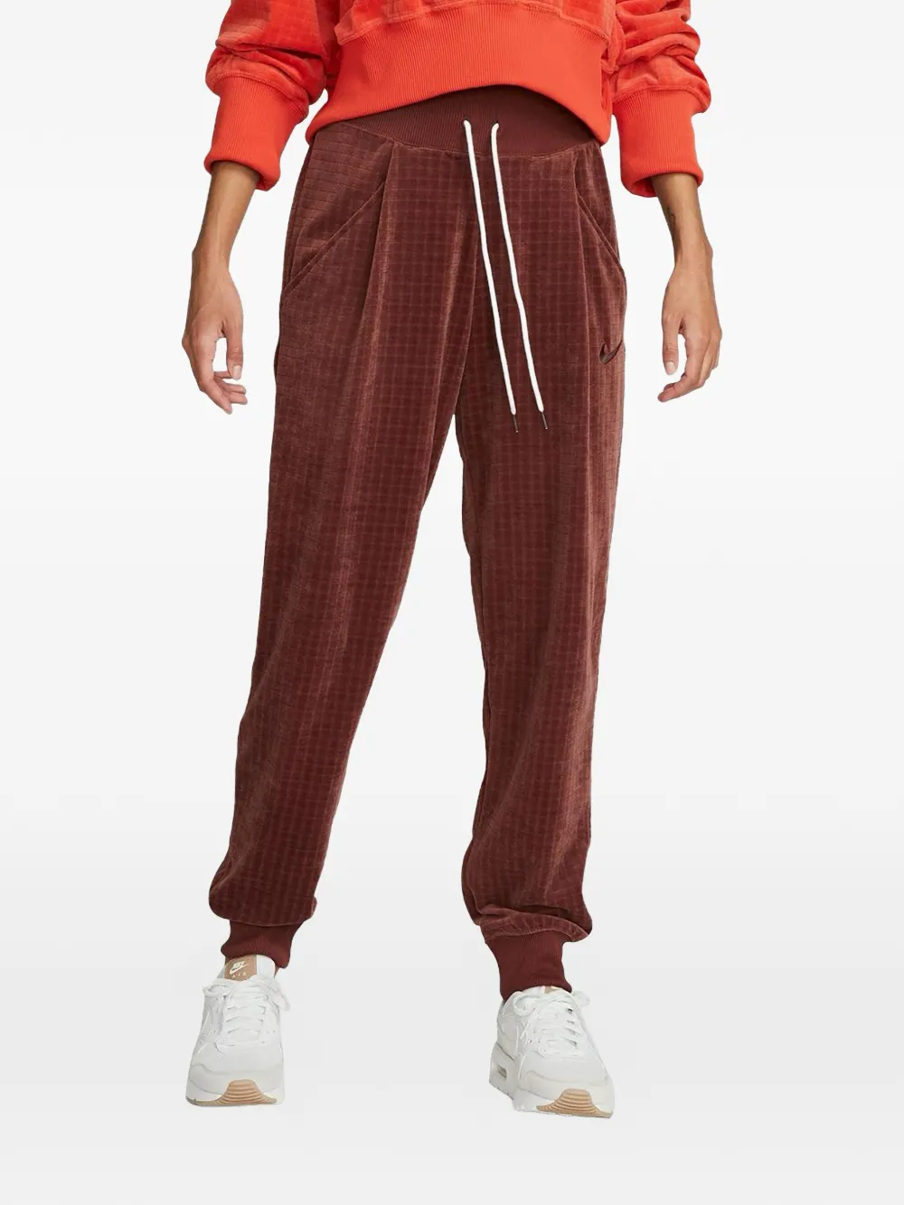 Nike elasticated-cuff high-waisted track pants - Marrone