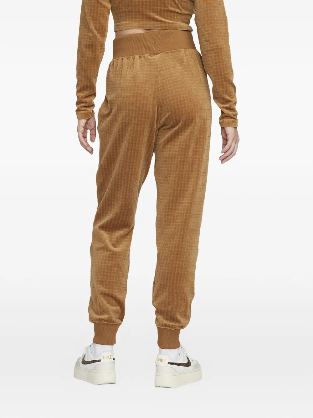 High-Waisted Velour Trousers