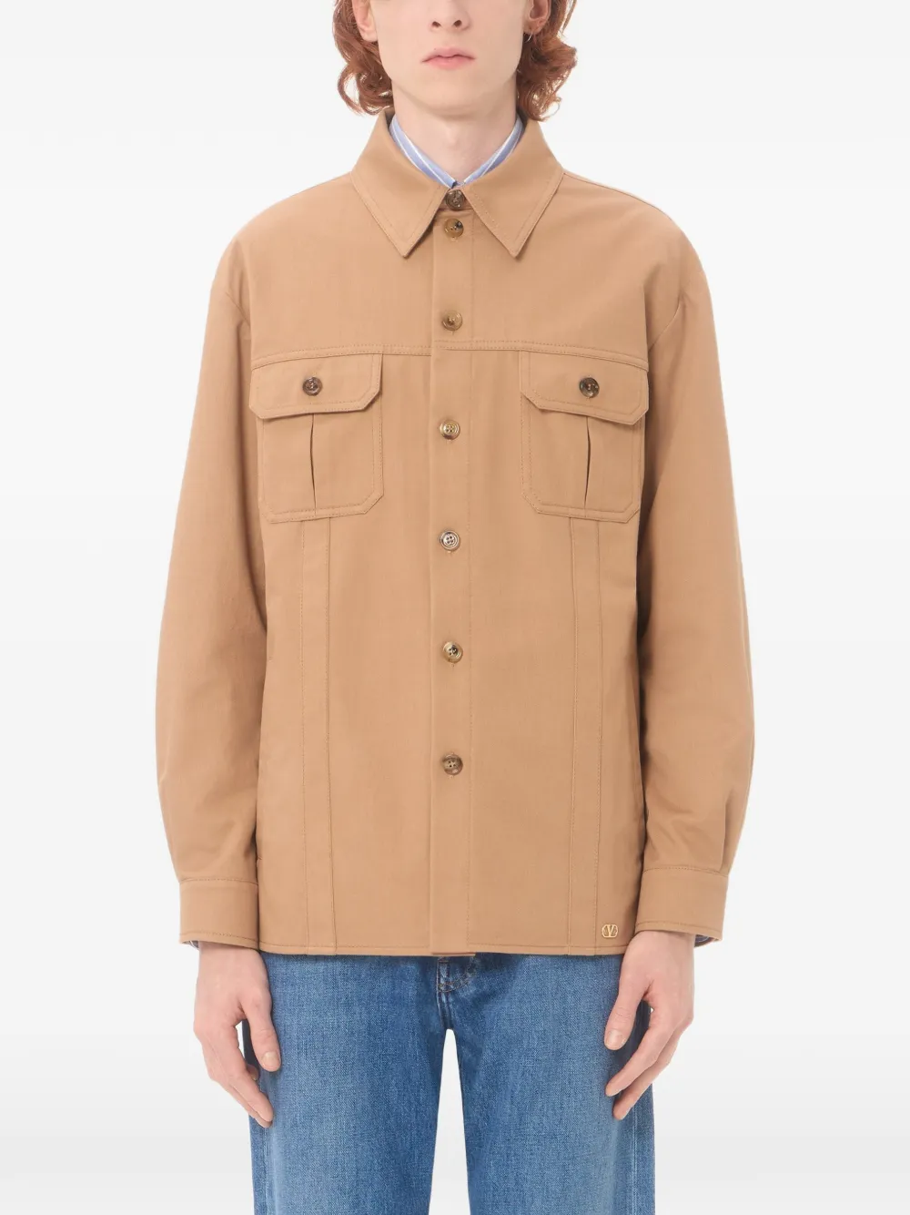 Valentino Garavani Katoenen shirtjack Bruin