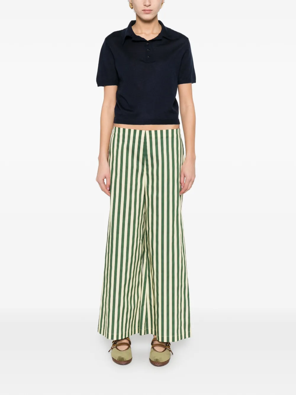  Allude Buttoned Polo Top - Blue 