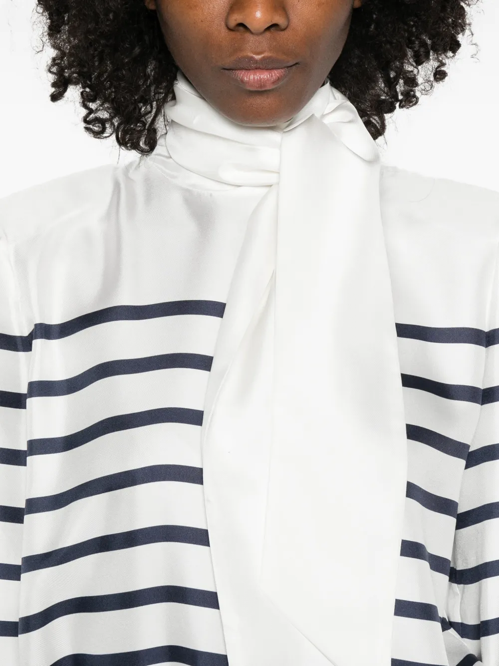 Françoise Gestreepte blouse met strik Wit