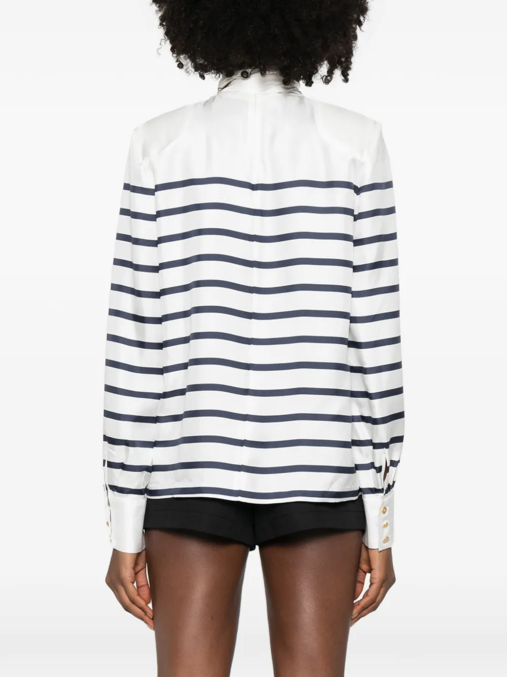 Françoise Gestreepte blouse met strik Wit