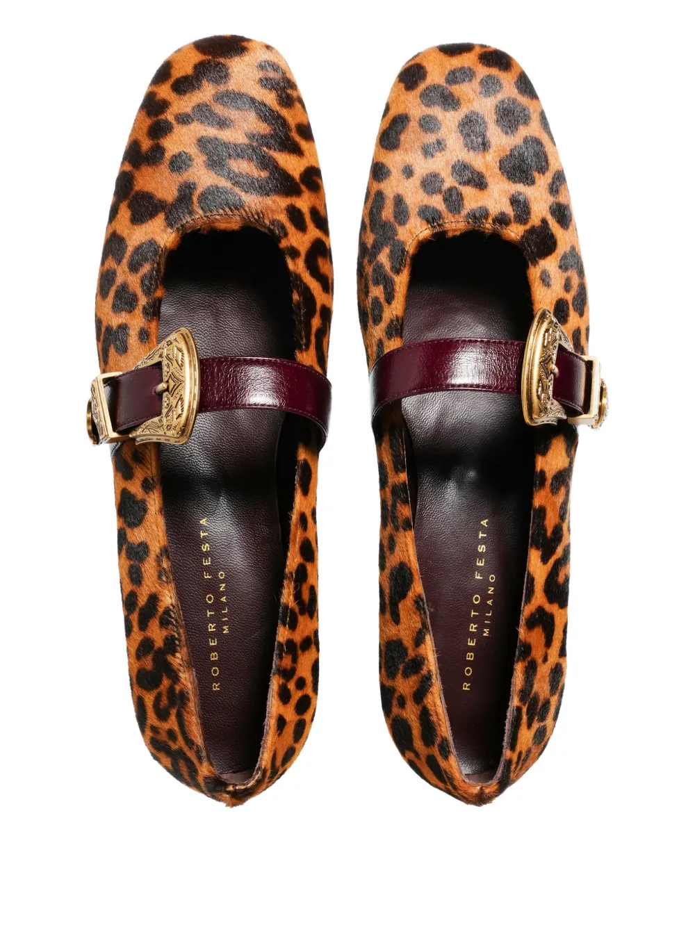 Roberto Festa Dalma leopard-print double strap ballet flats Bruin