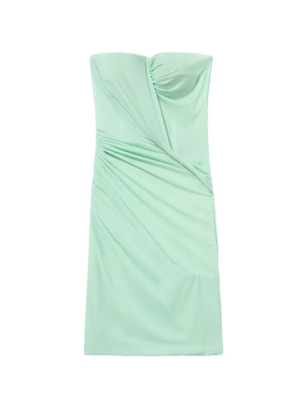 Blumarine Twisted Strapless Jersey Dress | Blue | FARFETCH