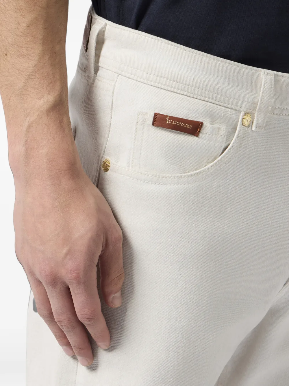 Billionaire Straight jeans met BB monogram Wit
