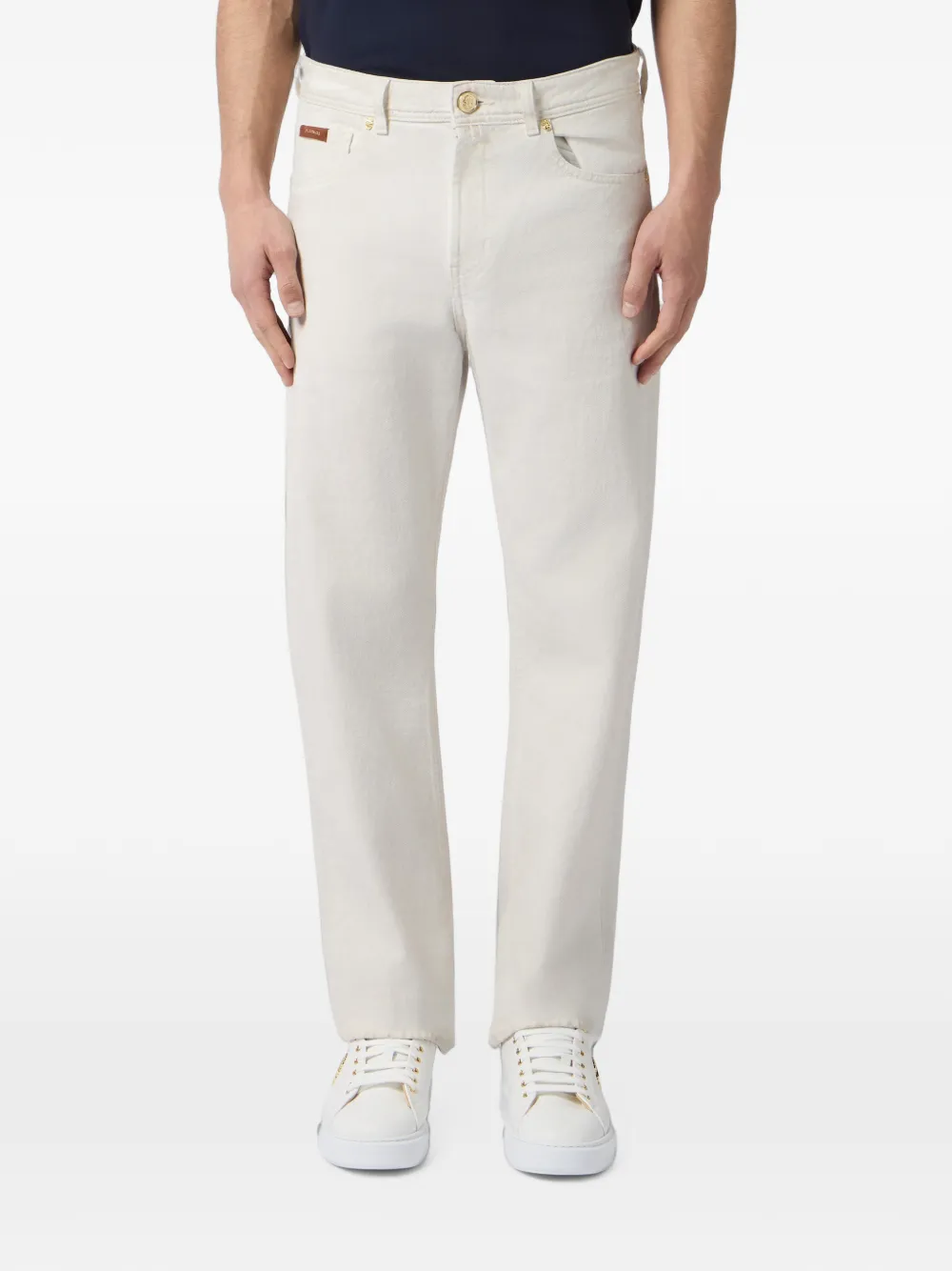 Billionaire Straight jeans met BB monogram Wit