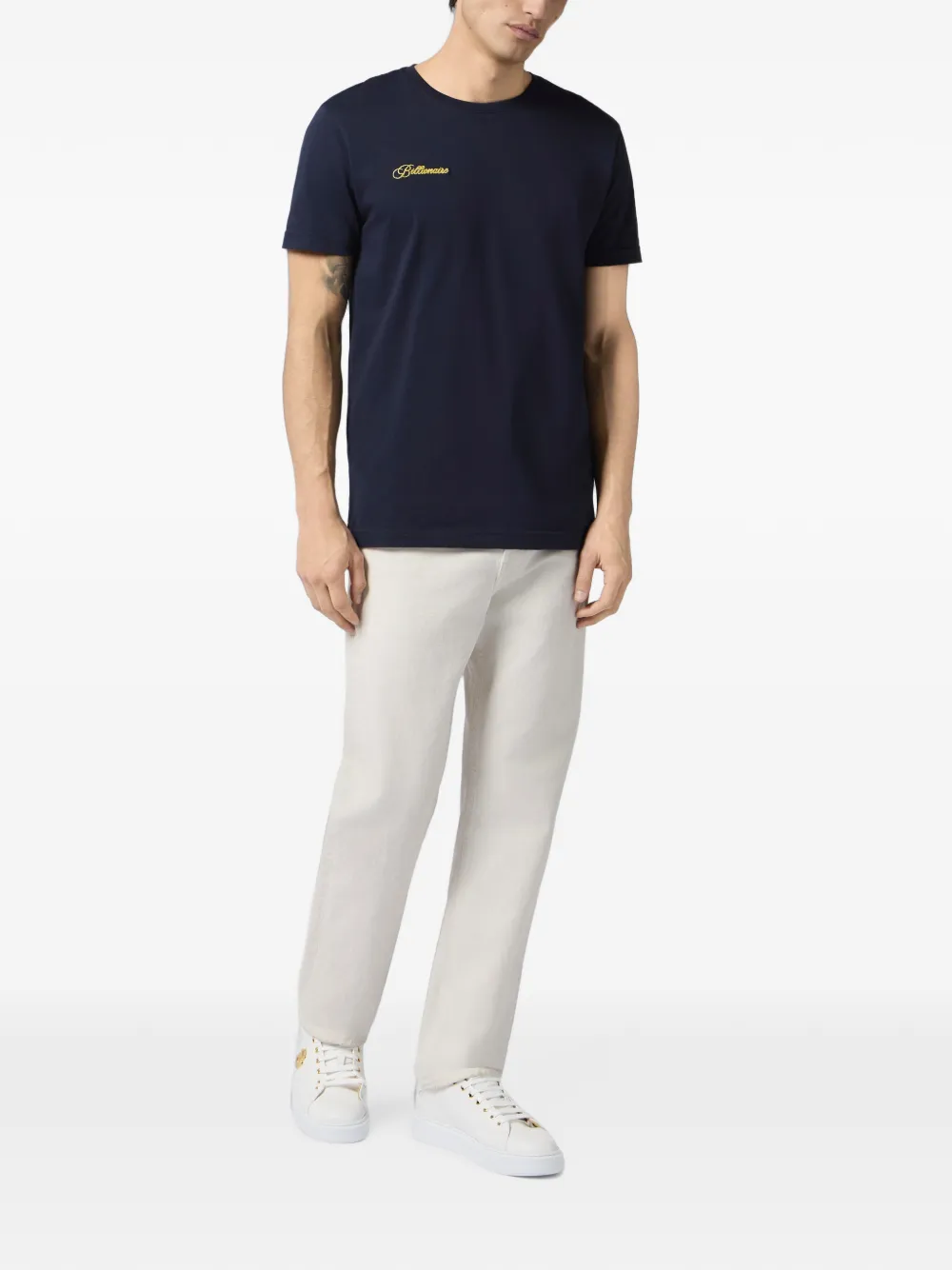 Billionaire Straight jeans met BB monogram Wit