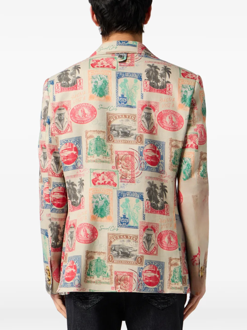 Billionaire Linnen blazer met print Beige