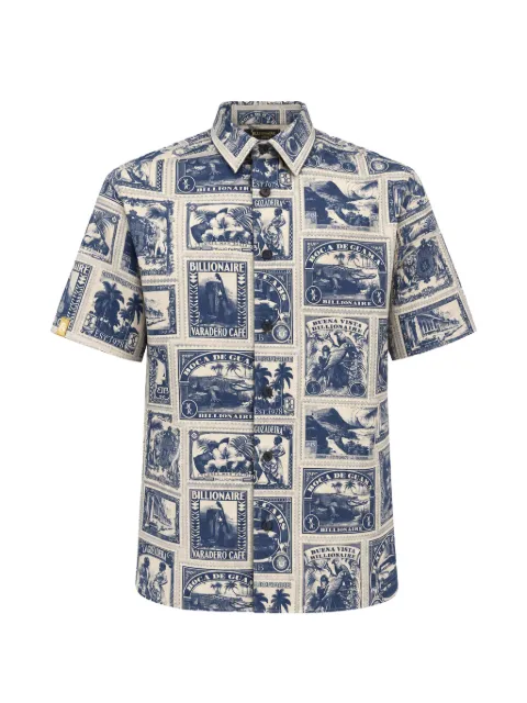 Billionaire stamp-print bowling shirt