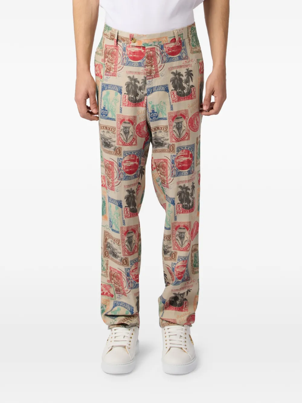  Billionaire Printed Linen Trousers - Neutrals 