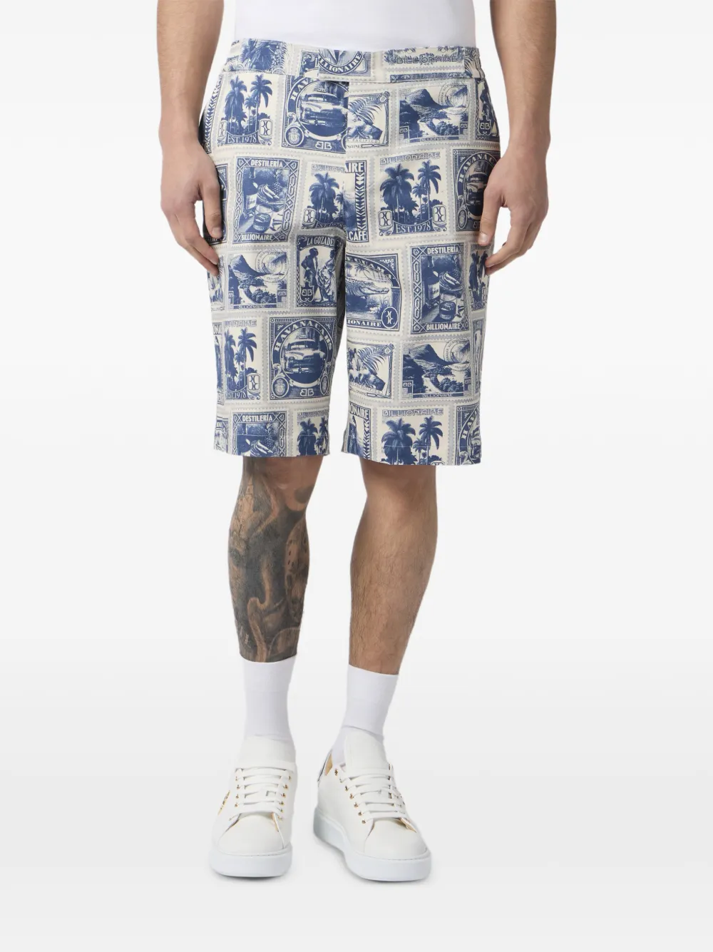 Billionaire Bermuda shorts met grafische print Beige