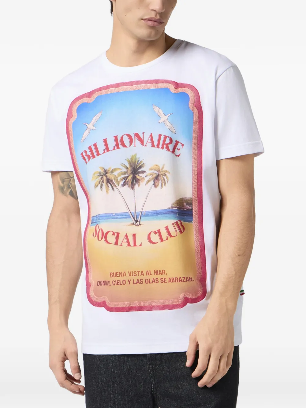 Billionaire T-shirt met ronde hals met print Wit