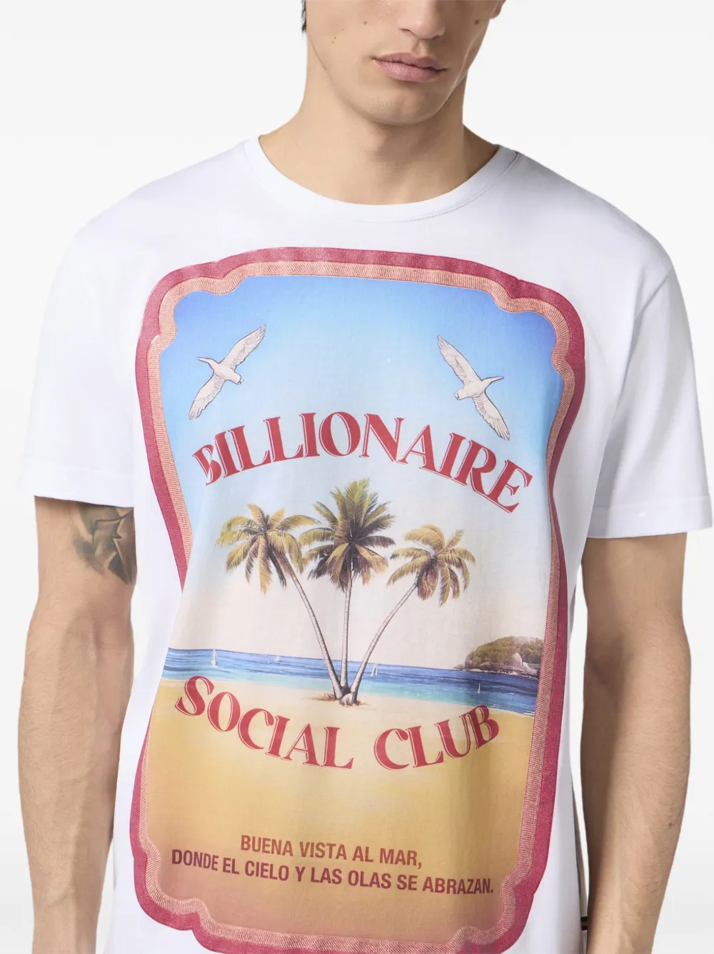 Billionaire T-shirt met ronde hals met print Wit