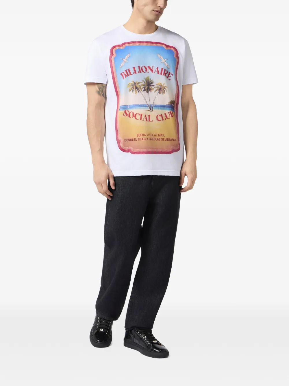 Billionaire T-shirt met ronde hals met print Wit