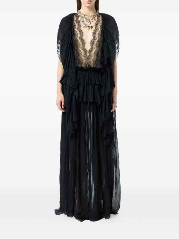 Blumarine Lace Ruffled Dress - Black Blumarine Lace Ruffled Dress - Black