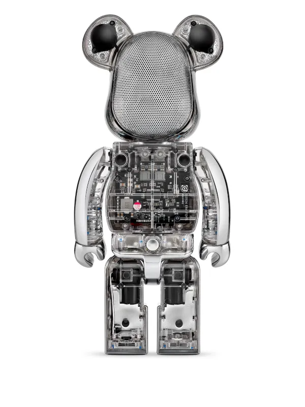 BearBrick Caixa De Som Toy x Medicom Be@rbrick Cromado Prateado