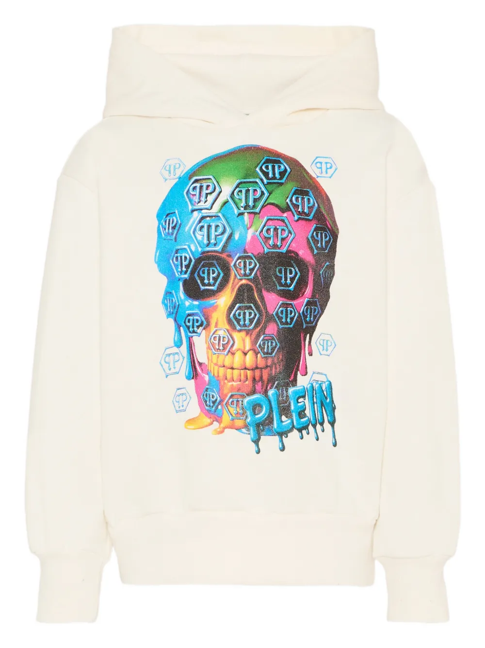 Philipp Plein Junior skull-print hoodie - Toni neutri