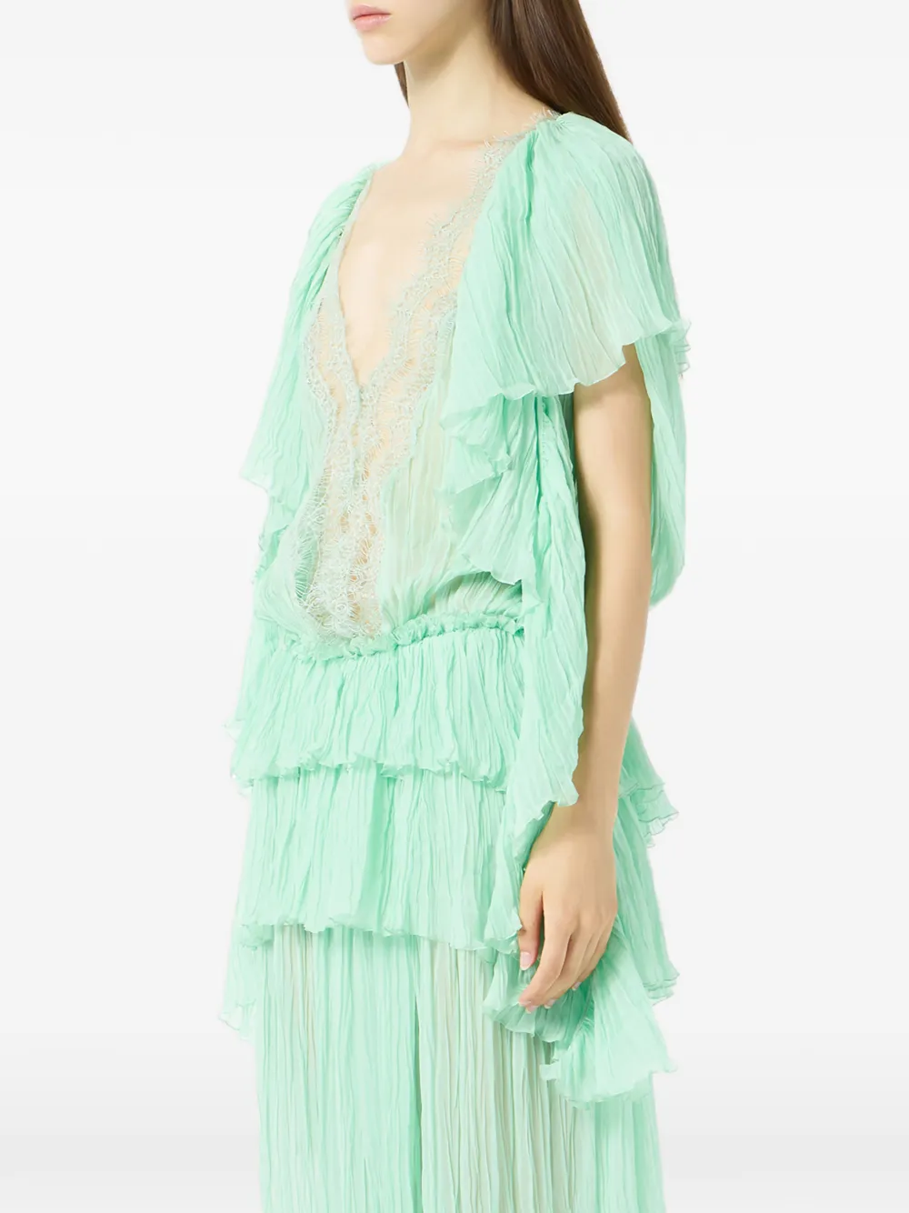 Blumarine Geplooide jurk met ruches Groen
